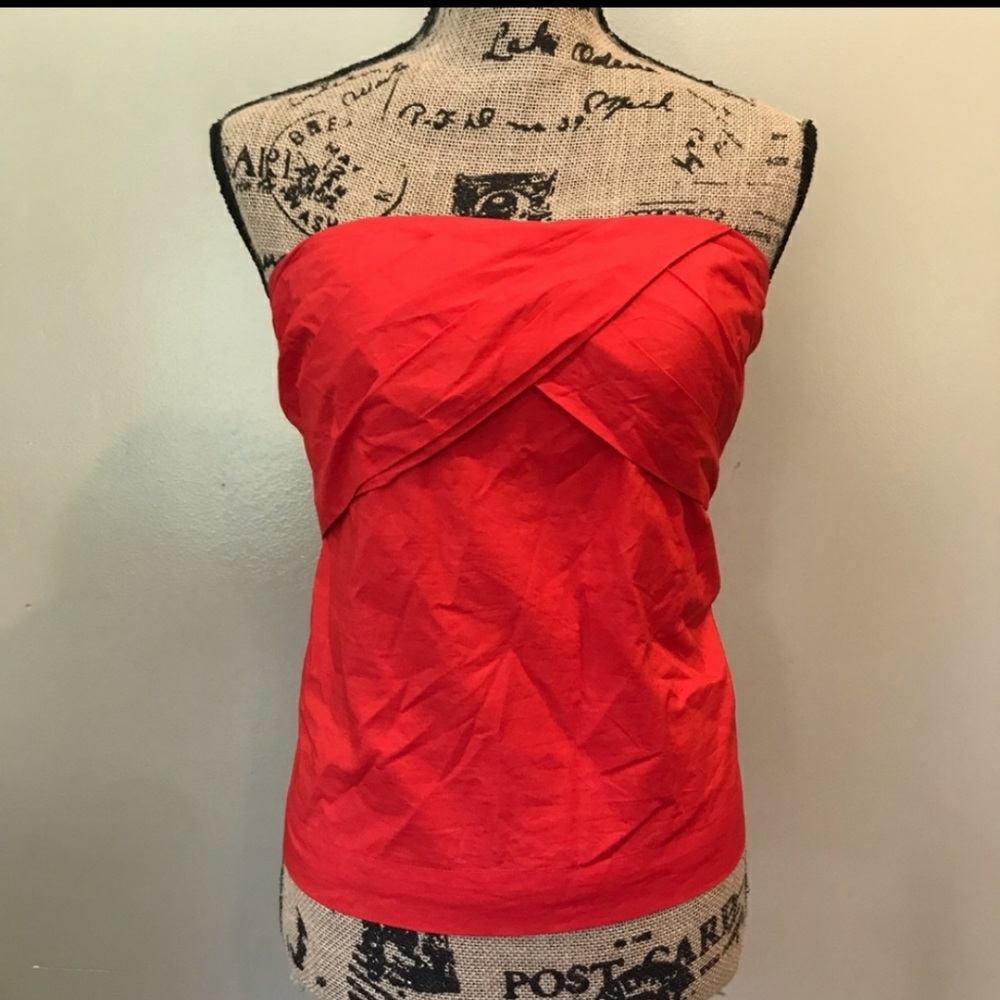 J.Crew red strapless cross front tube top